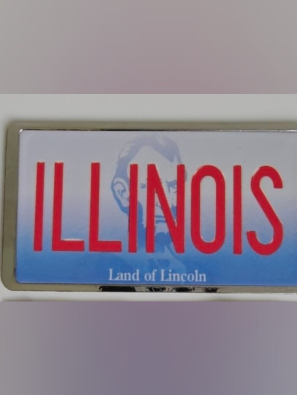 Illinois "Land of Lincoln" license plate style refrigerator magnet